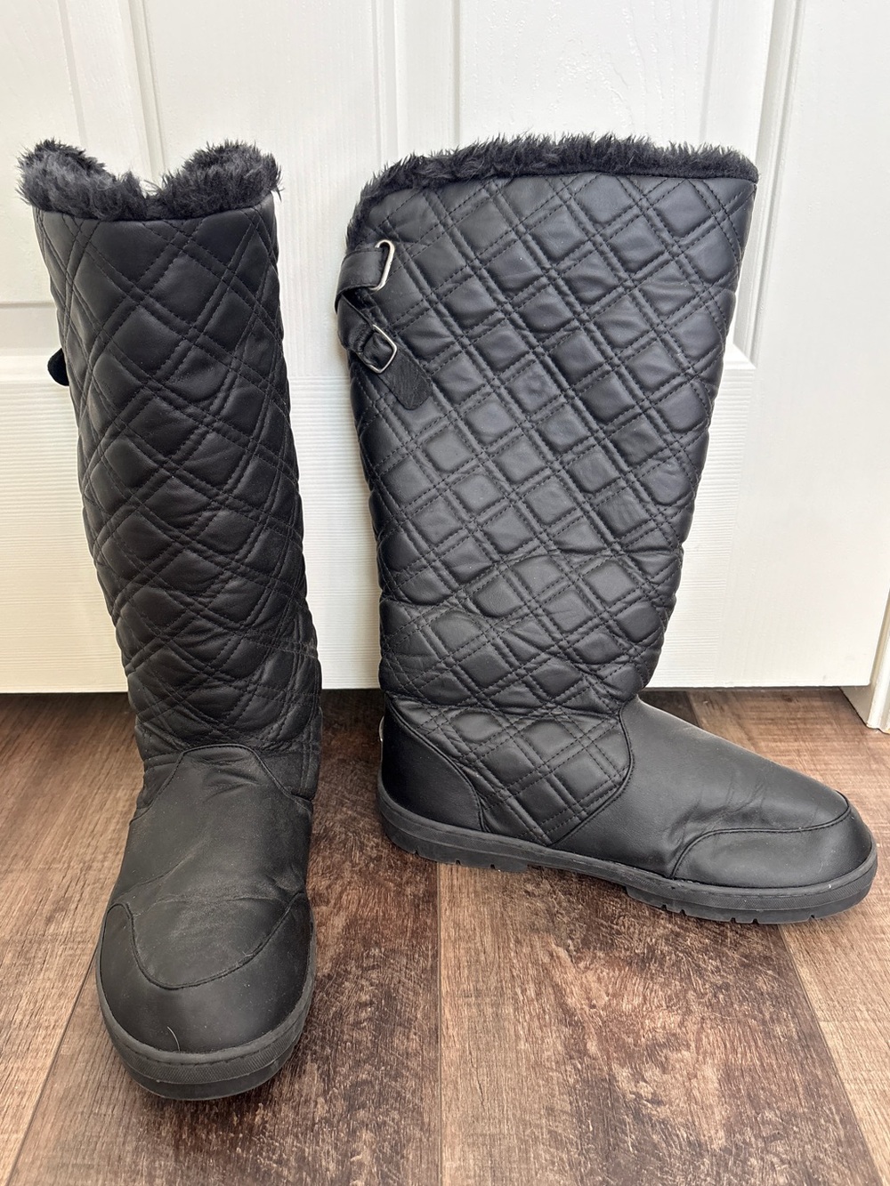 Holly Black Quilted Fur Lined Boots